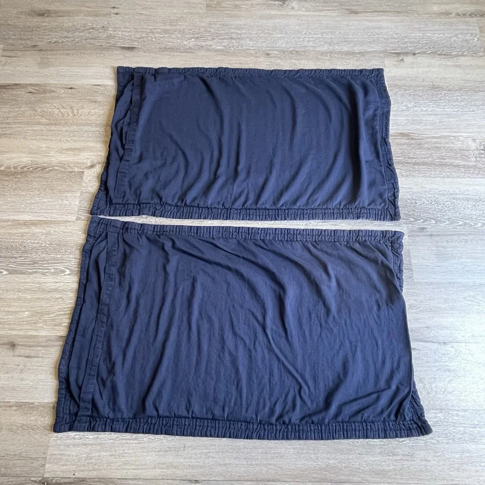 Pottery Barn Weave Cozy King Navy Pillow Shams Pair Set Of Two